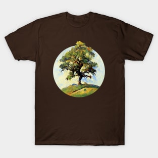 Old Oak On Hilltop Painting | Tree T-Shirt